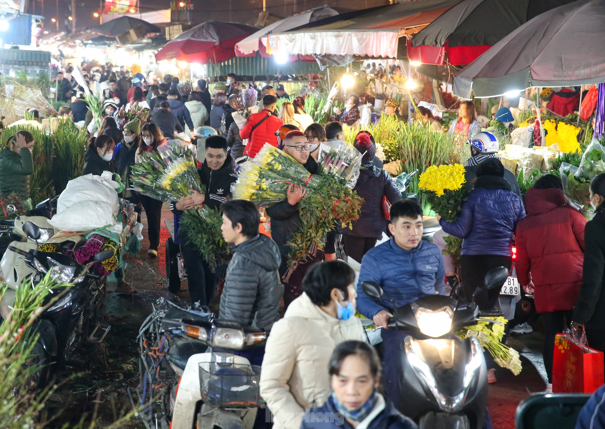 Đêm không ngủ ở chợ hoa lớn nhất Hà Nội giáp Tết - Ảnh 2.