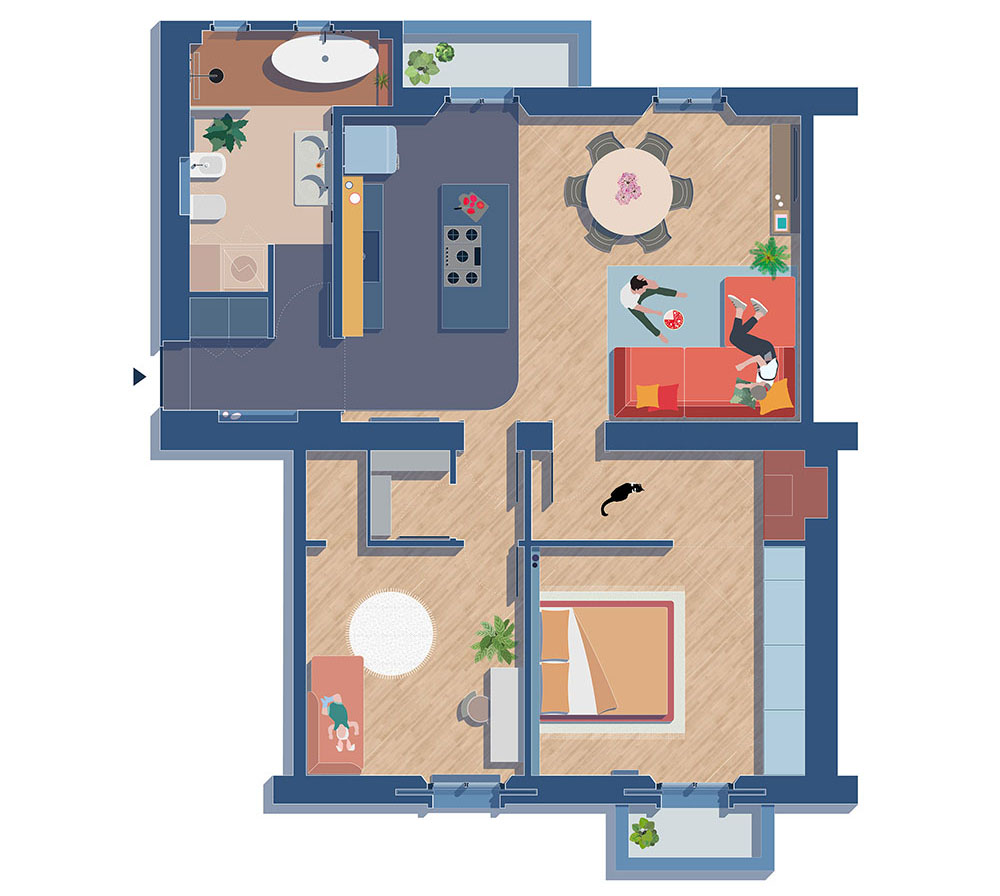 Chiêm ngưỡng căn hộ nhỏ có thiết kế táo bạo ngập tràn màu sắc - Ảnh 1.
