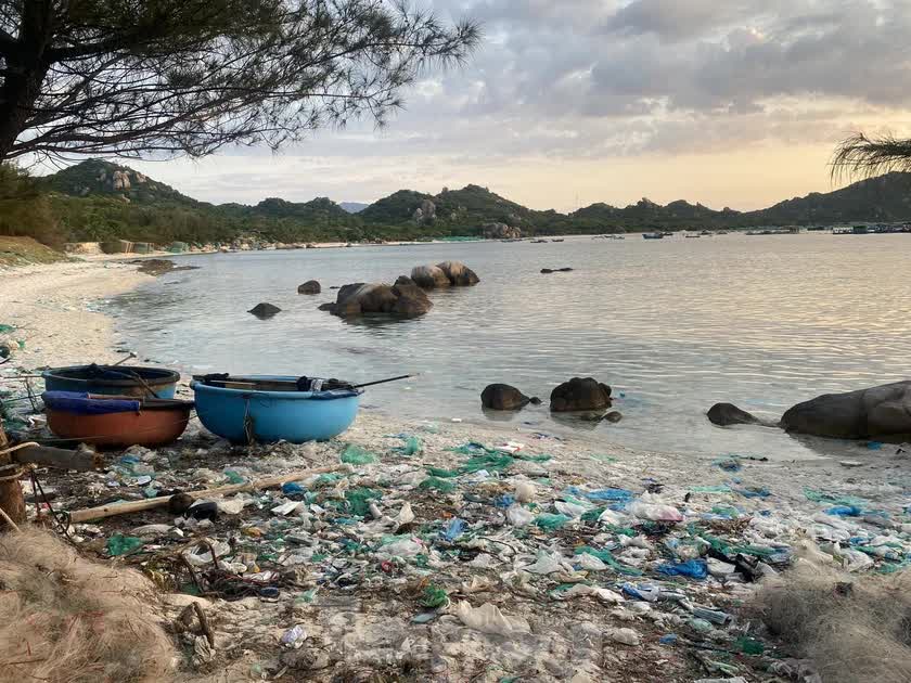 Bãi biển đẹp như Maldives ở vịnh Cam Ranh bị 'nghĩa địa rác' tàn phá - Ảnh 1.