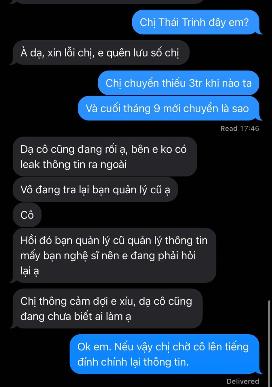 Thái Trinh lên tiếng trước tin &quot;quỵt&quot; 3 triệu đồng tiền học thanh nhạc O Sen Ngọc Mai - Ảnh 2.