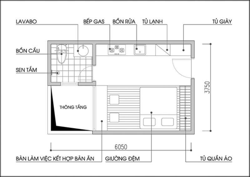 Tư vấn cải tạo và bố trí nội thất căn hộ 17m2 cho 2 mẹ con ở TP HCM - Ảnh 3.