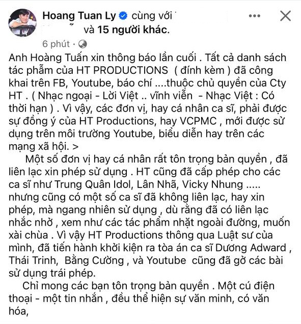 Quản lý của Đan Trường khởi kiện Thái Trinh, Dương Edward, Bằng Cường vì sử dụng ca khúc trái phép - Ảnh 1. Quản lý của Đan Trường khởi kiện Thái Trinh, Dương Edward, Bằng Cường vì sử dụng ca khúc trái phép - Ảnh 1.