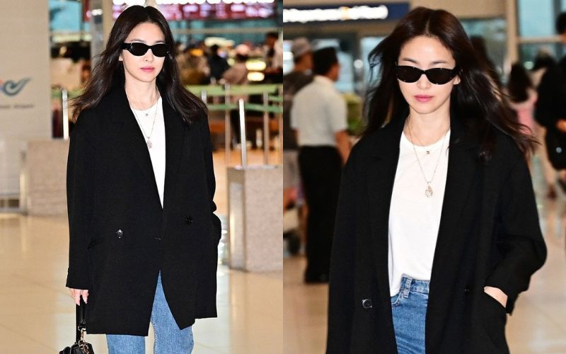 Song Hye Kyo mặc áo khoác đen: Đẹp và sang trong mọi hoàn cảnh - Ảnh 4.