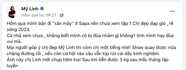 Mỹ Linh đăng đàn nhắc thẳng chuyện đùa nhảm với Lệ Quyên, làm lộ luôn kết quả show &quot;Chị đẹp đạp gió rẽ sóng&quot; - Ảnh 1.