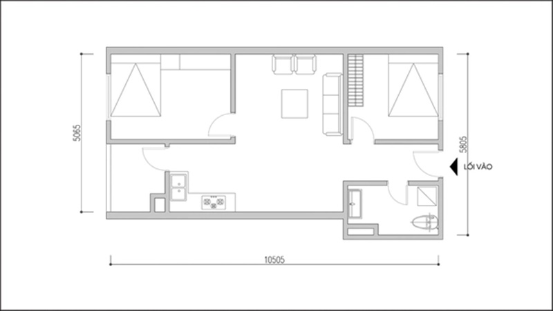 Bố trí nội thất căn hộ 61m2 với phong cách hiện đại và thoáng sáng - Ảnh 1.