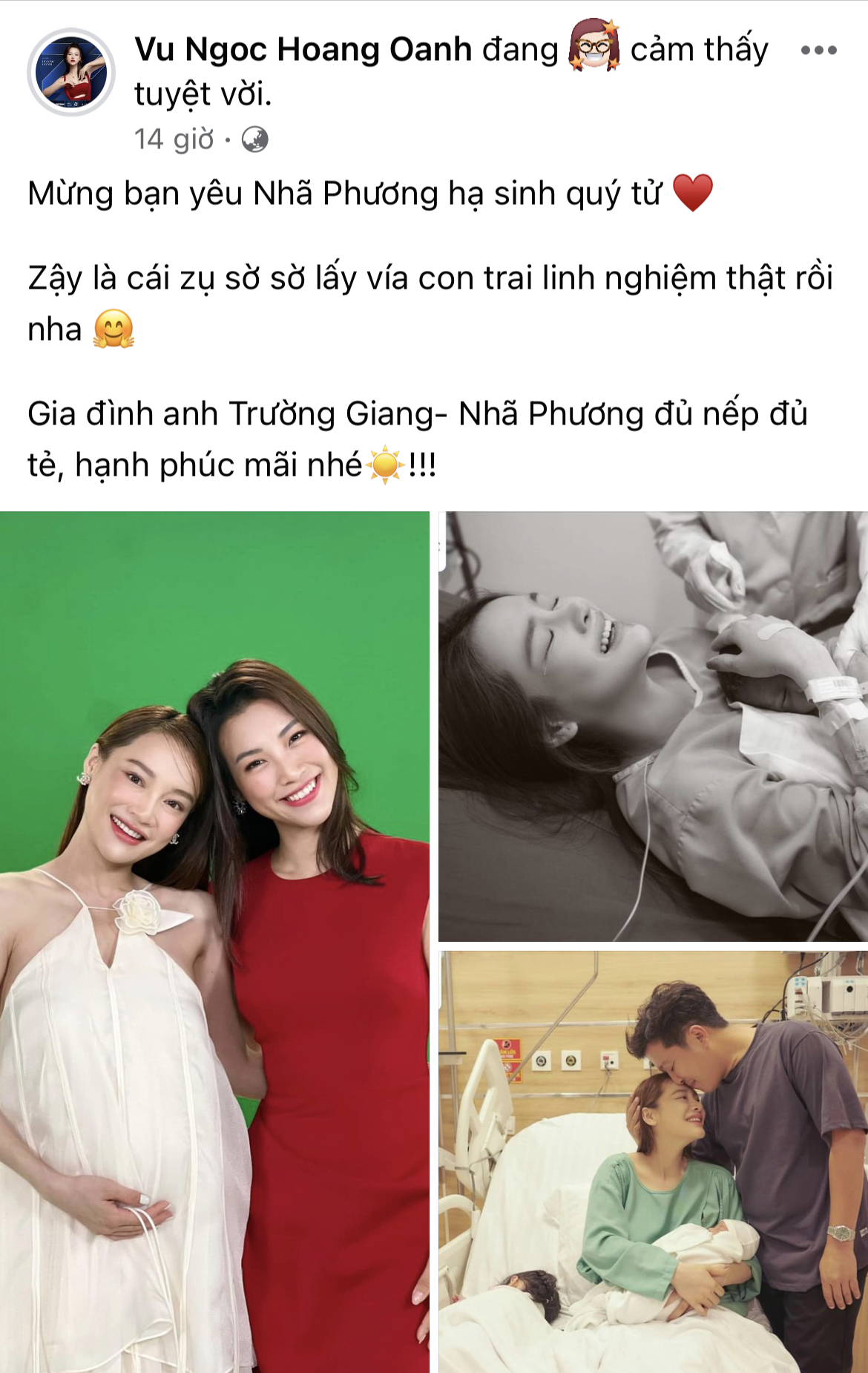 Sao Vbiz chúc mừng Nhã Phương sinh con: Bạn thân để lộ mặt mộc mẹ bỉm, Tiến Luật kể Trường Giang tự trách  - Ảnh 2.