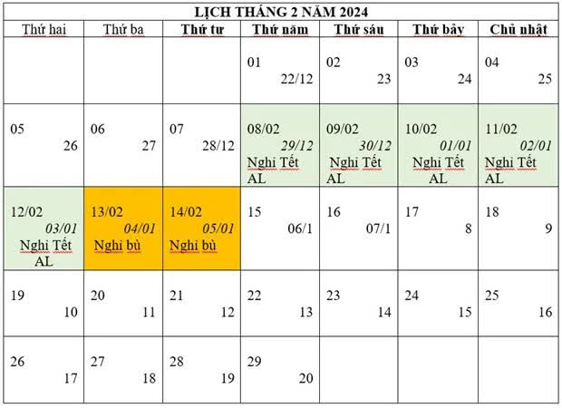 Chi tiết lịch nghỉ Tết Nguyên đán 2024 - Ảnh 1.