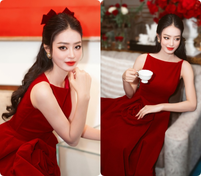 &quot;Bà trùm&quot; Kim Dung và dàn Bông hậu Vbiz khoe sắc với đầm đỏ rực, khởi động mùa lễ hội cuối năm - Ảnh 5.