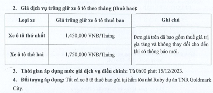 Thêm một chung cư ở Hà Nội tự ý tăng giá trông giữ xe hơn 30% khiến cư dân bức xúc phản đối, chính quyền vào cuộc - Ảnh 2.