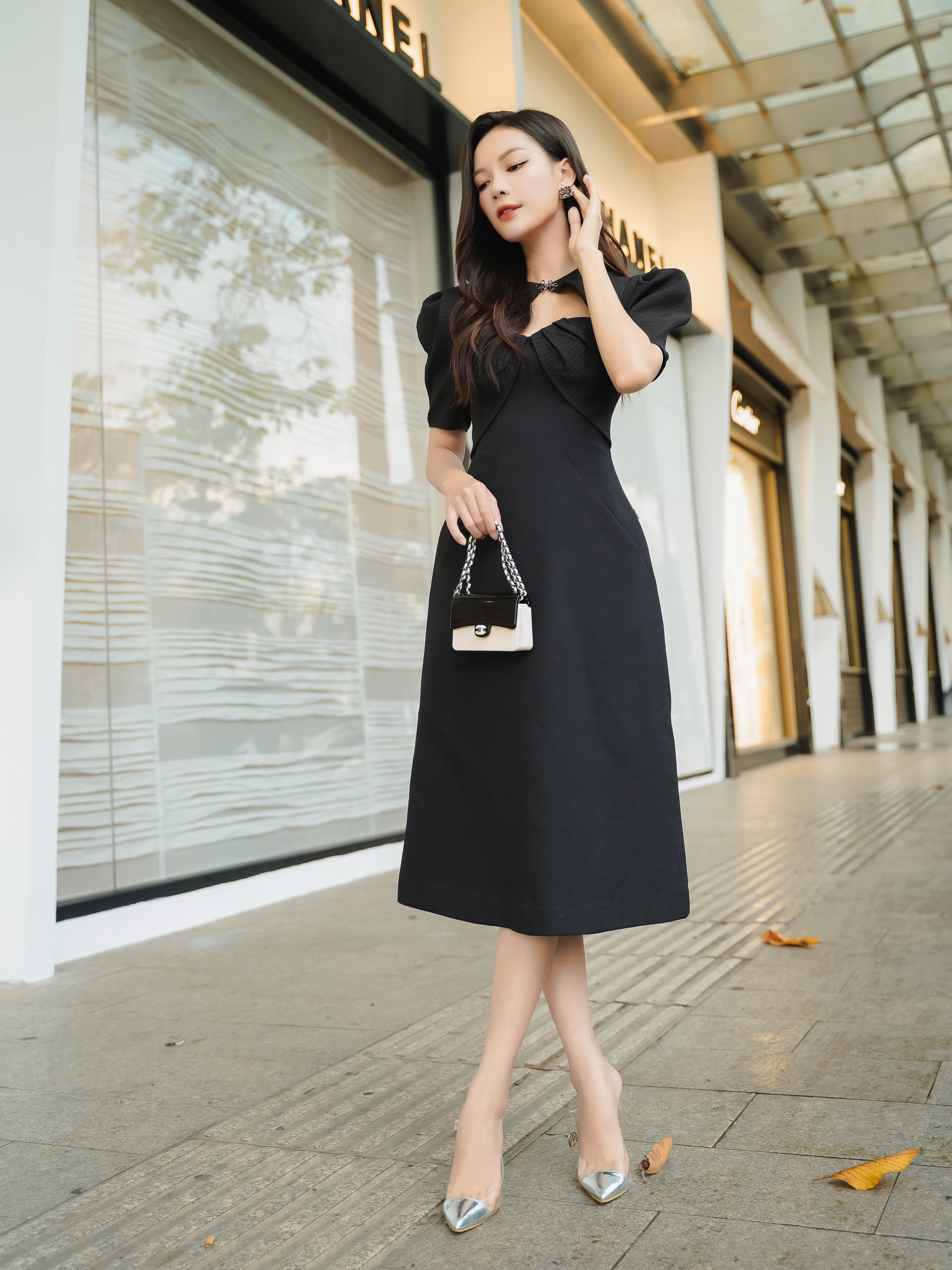 Đầm voan xòe thiết kế dễ thương màu đen | Đầm xòe đẹp