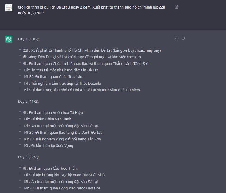 Chuyện thật như đùa: xôn xao việc ChatGPT viết luôn lịch trình đi Đà Lạt cho người dùng từ A-Z - Ảnh 2.