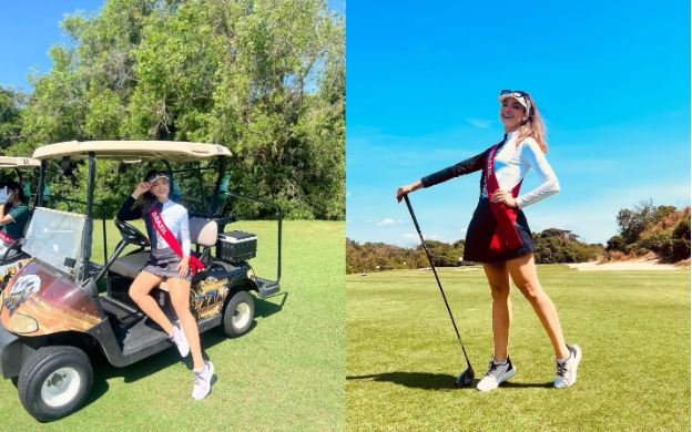 Dàn chân dài Miss Charm tự tin khoe sắc vóc với thời trang golf - Ảnh 1.