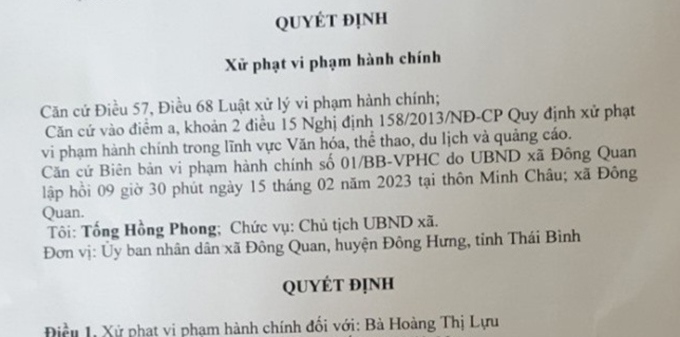 Gọi hồn &aacute;p vong để trục lợi, c&ocirc; đồng ở Th&aacute;i B&igrave;nh bị phạt 3 triệu đồng - Ảnh 2.