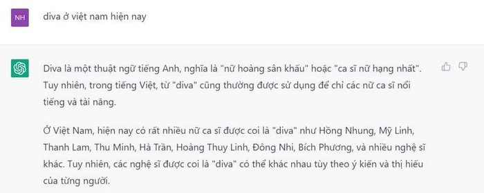 ChatGPT phong luôn Hoàng Thùy Linh, Đông Nhi, Bích Phương làm diva Việt Nam, có gì đó sai sai? - Ảnh 1.