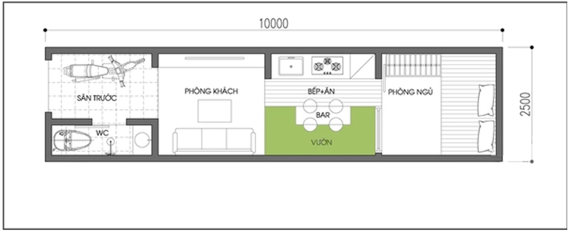 Tư vấn thiết kế nhà cấp 4 trên mảnh đất 25m2 hẹp và dài  - Ảnh 1.