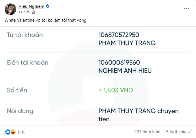 Thiếu gia khoe được vợ &quot;ting ting&quot; mừng White Valentine, nhìn số tiền dân mạng muốn &quot;xỉu ngang&quot; - Ảnh 1.