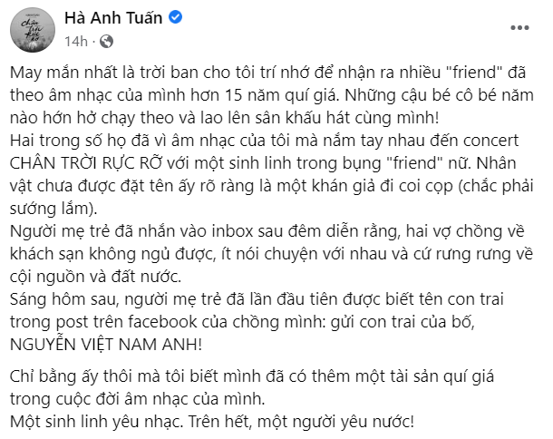 Vị khán giả “đặc biệt” nhất: Không mua vé, đi xem trộm concert nhưng lại khiến Hà Anh Tuấn vô cùng hạnh phúc! - Ảnh 1.