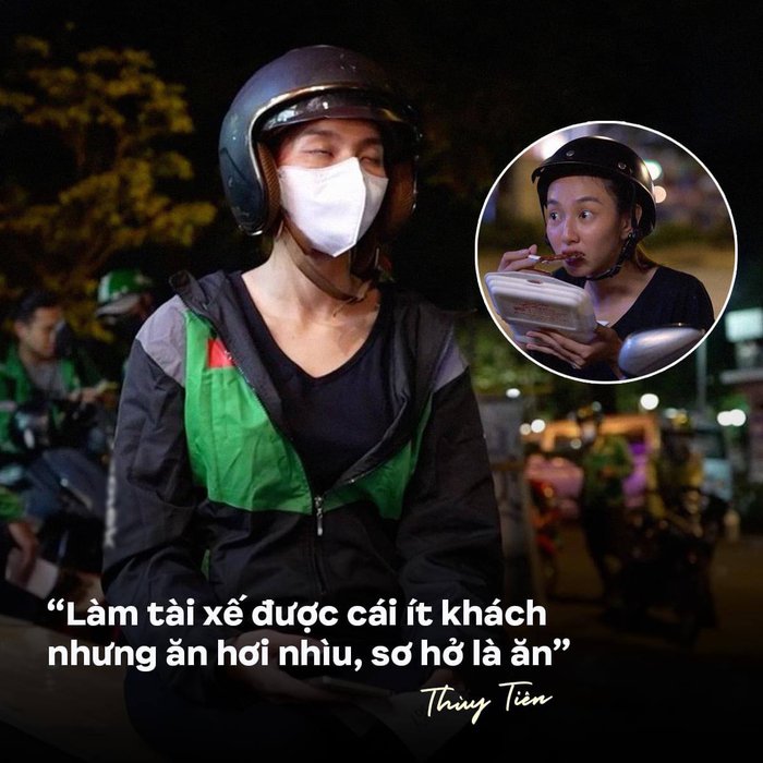 Hoa hậu Thùy Tiên hết quét rác, bán khô mực lại trùm kín chạy xe ôm công nghệ - Ảnh 2.