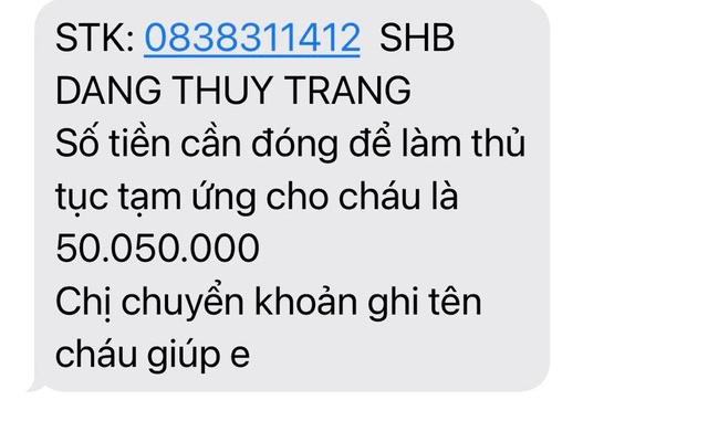 Một phụ huynh công khai số tài khoản và điện thoại của đối tượng tự nhận là 