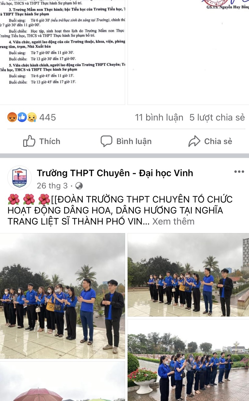 Trường THPT chuyên - Đại học Vinh khóa fanpage chính thức vì bị dân tình &quot;khủng bố&quot; - Ảnh 2.