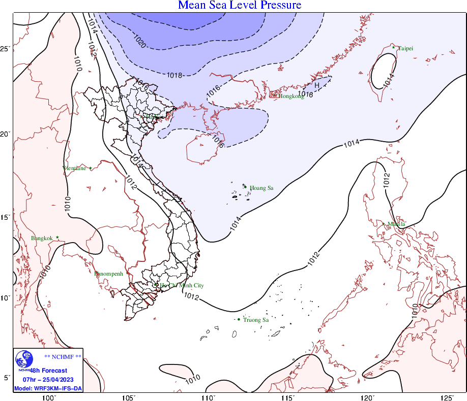 Thời tiết ngày 25/4: Không khí lạnh tràn về khiến nền nhiệt độ ở Bắc bộ giảm - Ảnh 1.