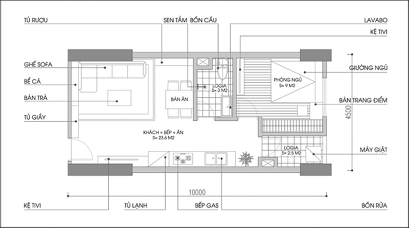 Bố trí nội thất cho căn hộ có diện tích 45m² - Ảnh 1. Bố trí nội thất cho căn hộ có diện tích 45m² - Ảnh 1.