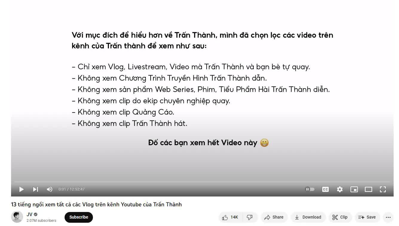 JVevermind dùng 13 tiếng xem tất cả vlog trên kênh YouTube của Trấn Thành, phản ứng thế nào mà cư dân mạng xôn xao - Ảnh 2.