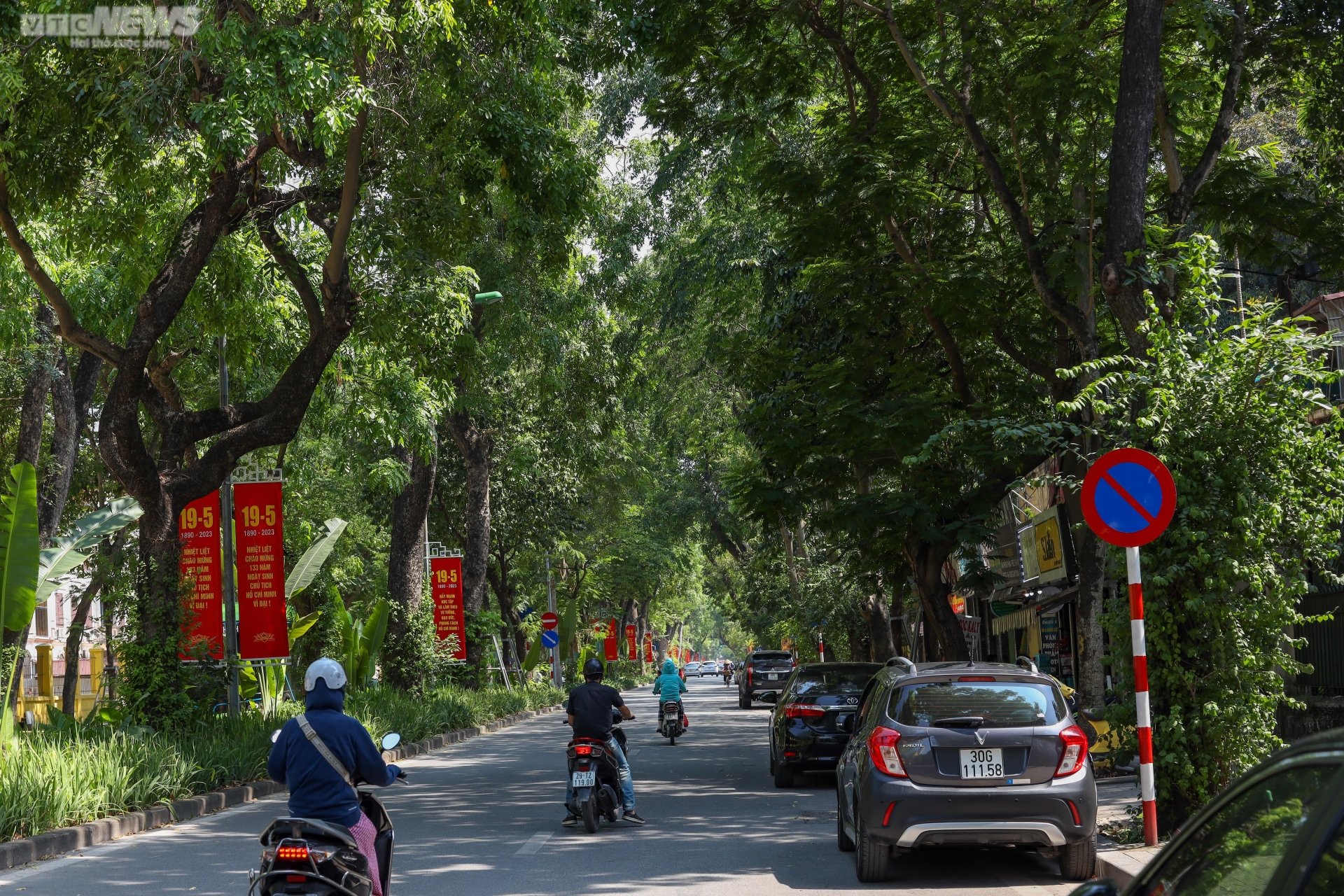 Những con đường rợp b&oacute;ng m&aacute;t giữa ng&agrave;y H&agrave; Nội 'đổ lửa' - Ảnh 1.