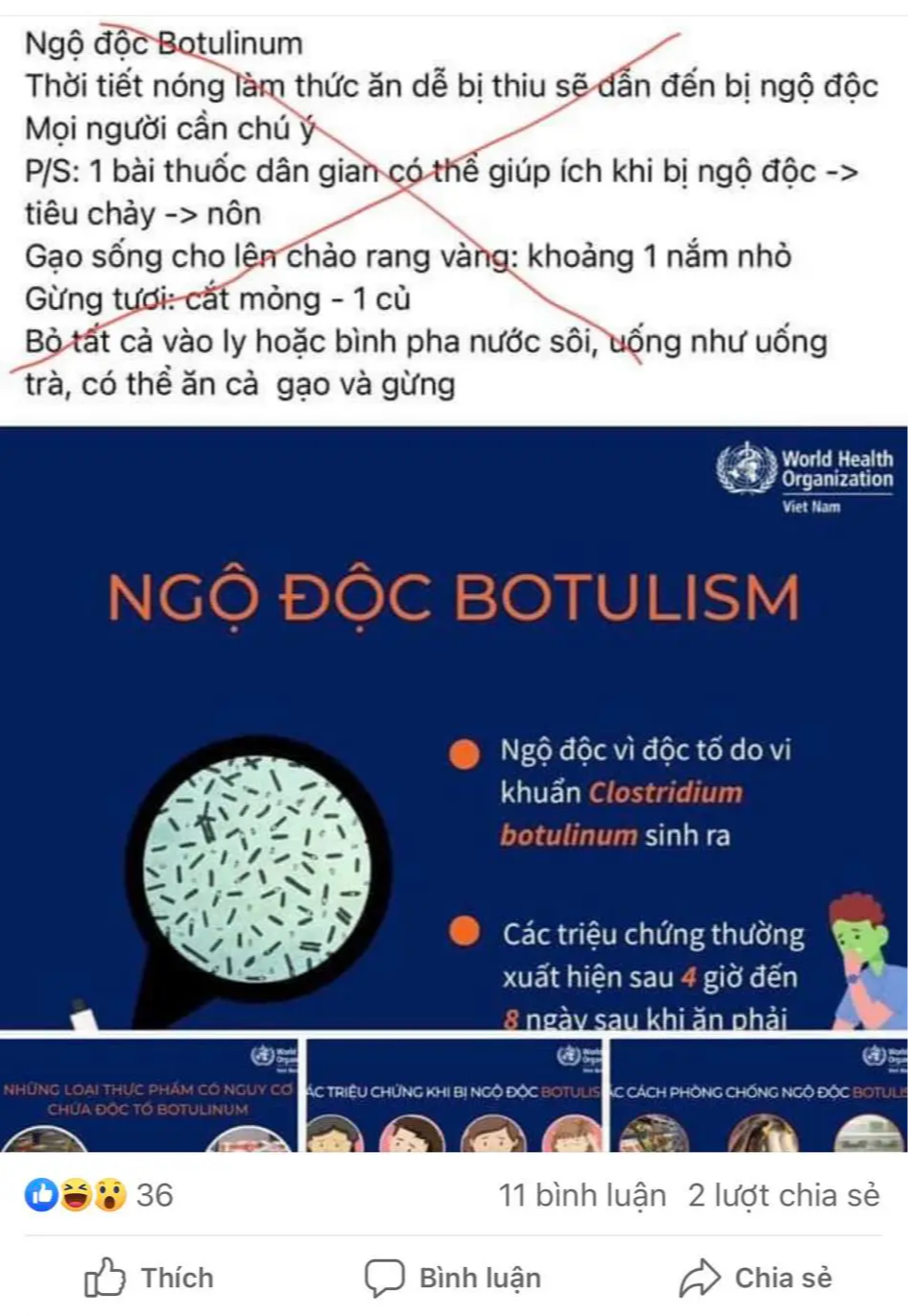 Thực hư dùng nước gạo rang và gừng giải độc Botulium? - Ảnh 1.