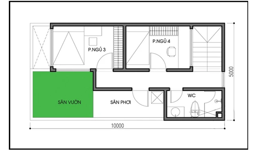 Thiết kế và bố trí nội thất nhà 2 tầng mảnh đất 50m² cho 3 thế hệ