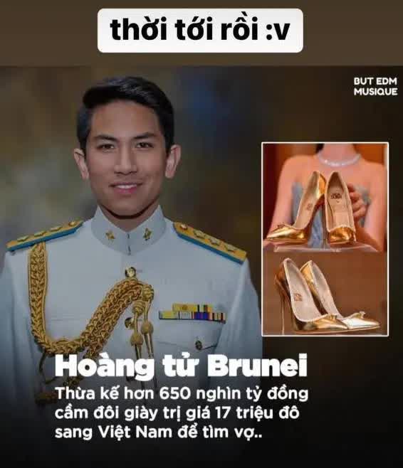 Thực hư thông tin Hoàng tử Brunei xách đôi giày 17 triệu USD sang Việt Nam tìm vợ: Biết rồi đừng vỡ mộng nhé chị em! - Ảnh 1.