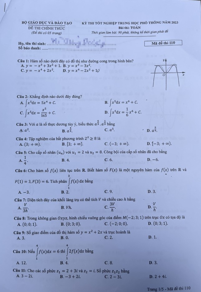 Cập nhật đề thi, giải đề môn Toán tốt nghiệp THPT - Ảnh 1.