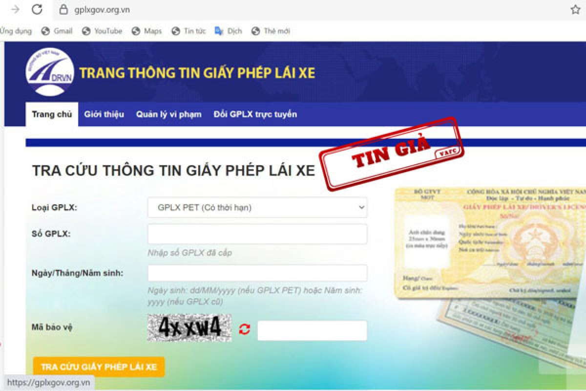 Cảnh báo nhiều website giả mạo tra cứu GPLX - Ảnh 1.