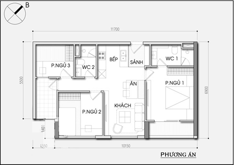 Tư vấn bố trí nội thất căn hộ 78m2 cho gia đình 4 người  - Ảnh 2.