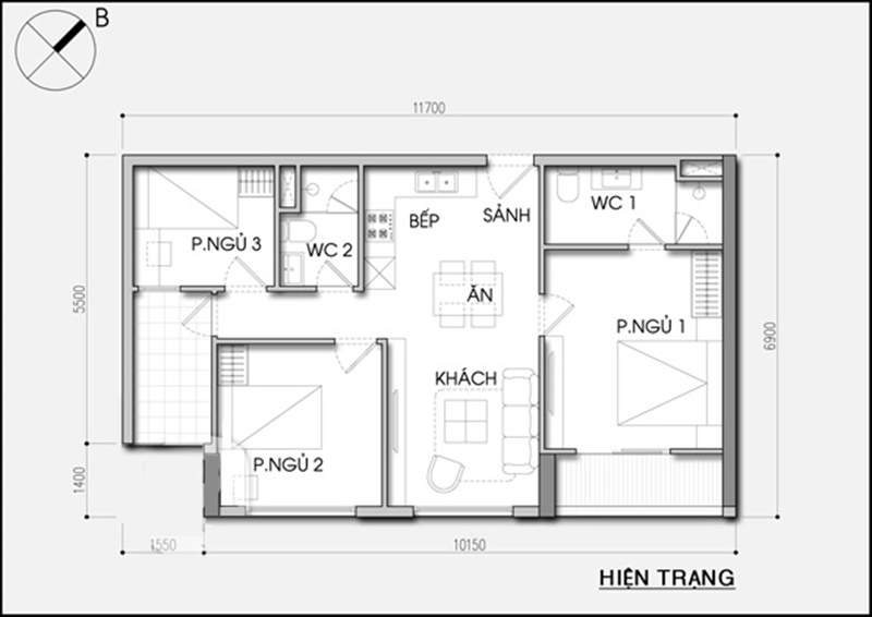 Tư vấn bố trí nội thất căn hộ 78m2 cho gia đình 4 người  - Ảnh 1.