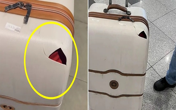 Nhận chiếc vali ký gửi vỡ toang một góc, nữ hành khách tức giận chia sẻ lên mạng xã hội