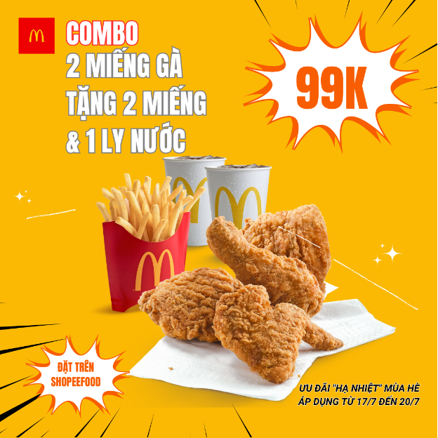 Ăn gà rán xịn với giá siêu mềm, McDonalds mời bạn combo mua 2 tặng 2 miếng gà kèm nước chỉ 99.000 đồng - Ảnh 2.