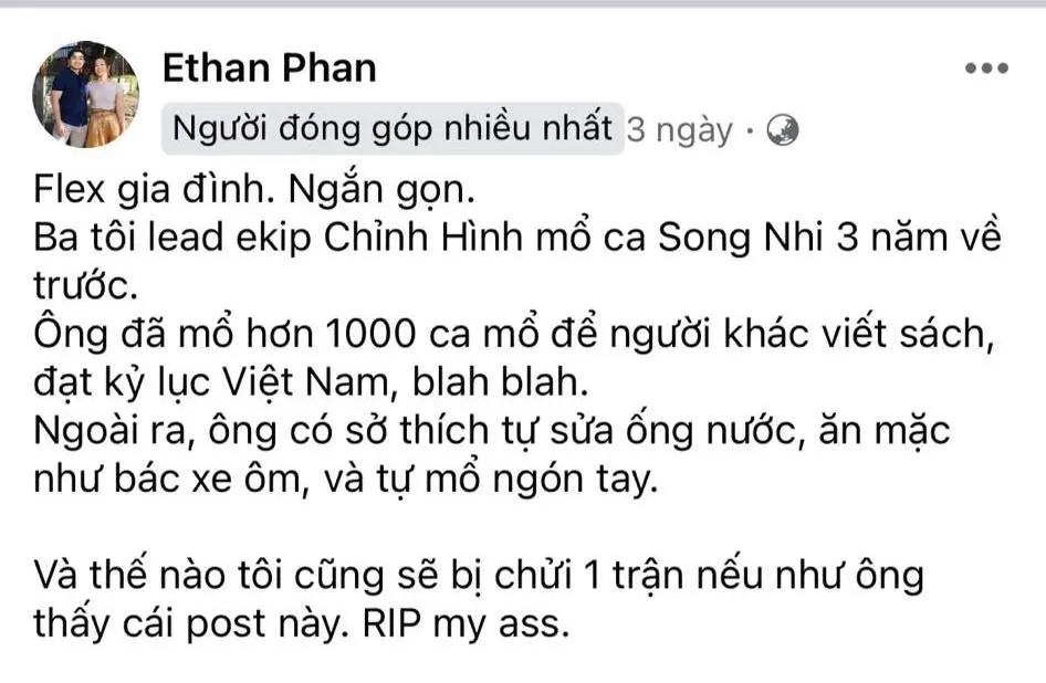 B&aacute;c sĩ đ&aacute;ng k&iacute;nh đạt kỷ lục Việt Nam trong mắt con trai: &ldquo;Th&iacute;ch tự sửa đồ, ăn mặc như b&aacute;c xe &ocirc;m v&agrave; tự mổ ng&oacute;n tay&rdquo; - Ảnh 1.