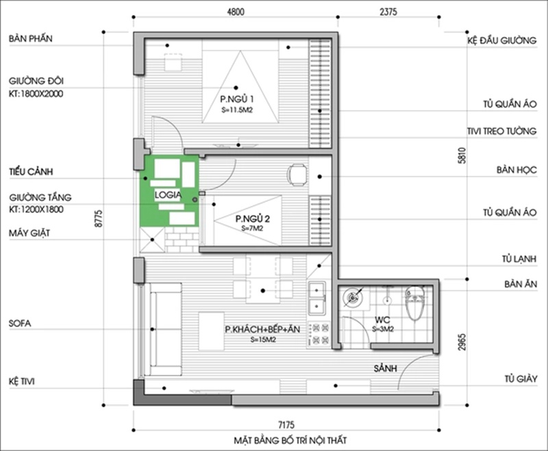 Tư vấn cải tạo căn hộ 49m2 từ 1 thành 2 phòng ngủ