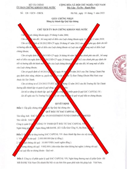 Cảnh báo giả mạo Ủy ban Chứng khoán về việc đăng ký thành lập quỹ đại chúng - Ảnh 1.