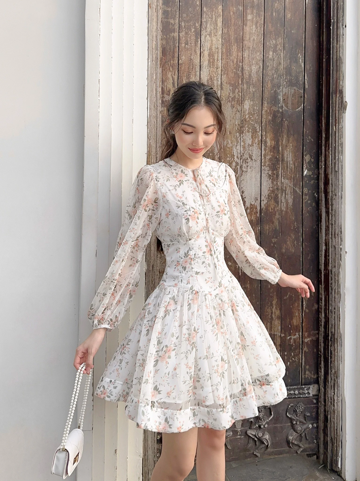 Váy maxi trắng Hà Nội đẹp, nữ tính - Hàng Quảng Châu CC - 475k