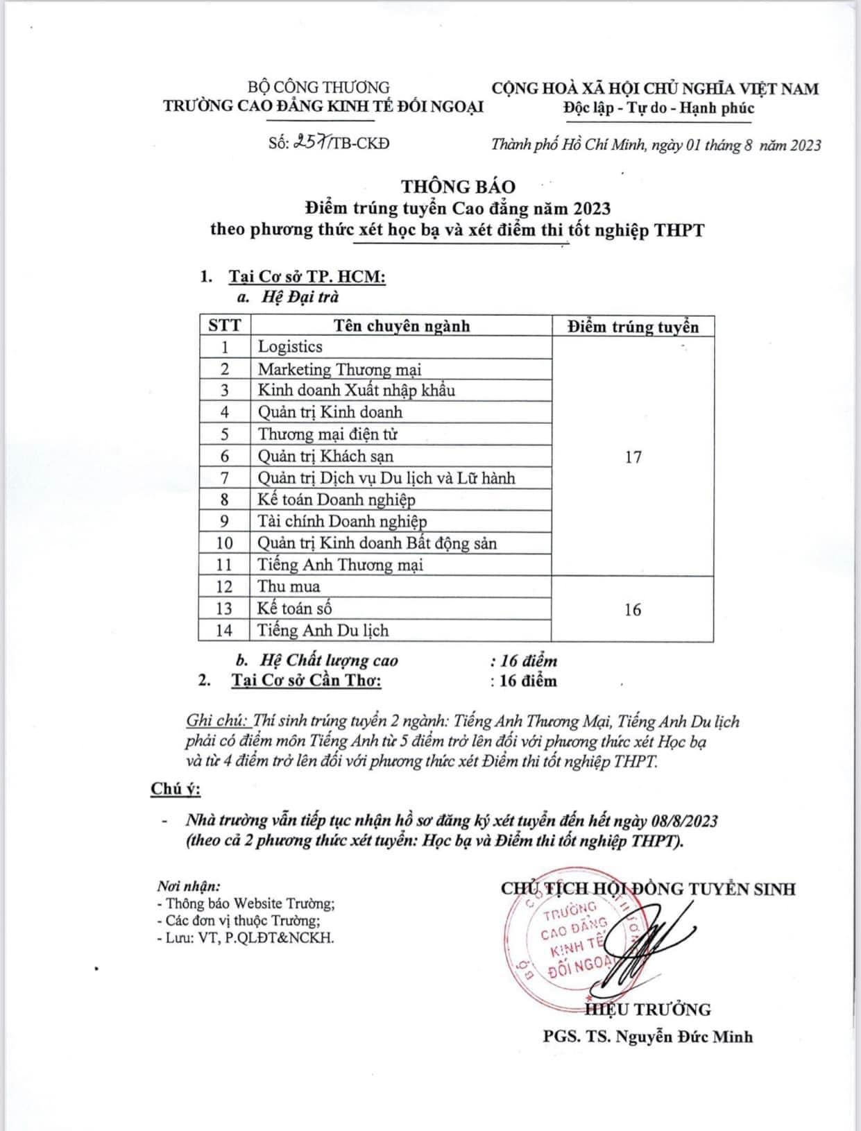 NÓNG: Trường đầu tiên công bố điểm chuẩn thi tốt nghiệp THPT 2023 - Ảnh 1.