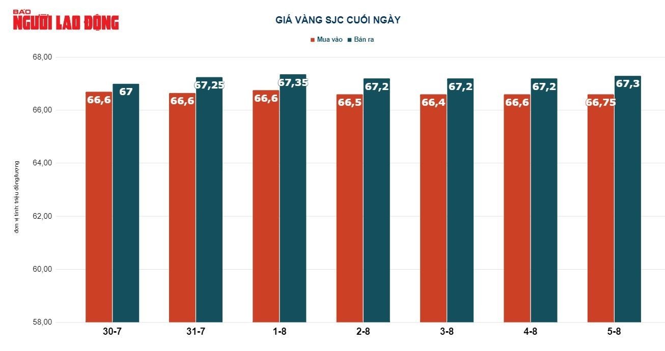 Giá vàng hôm nay 6-8: Vàng SJC duy trì mức cao trên 67 triệu đồng/lượng - Ảnh 3.