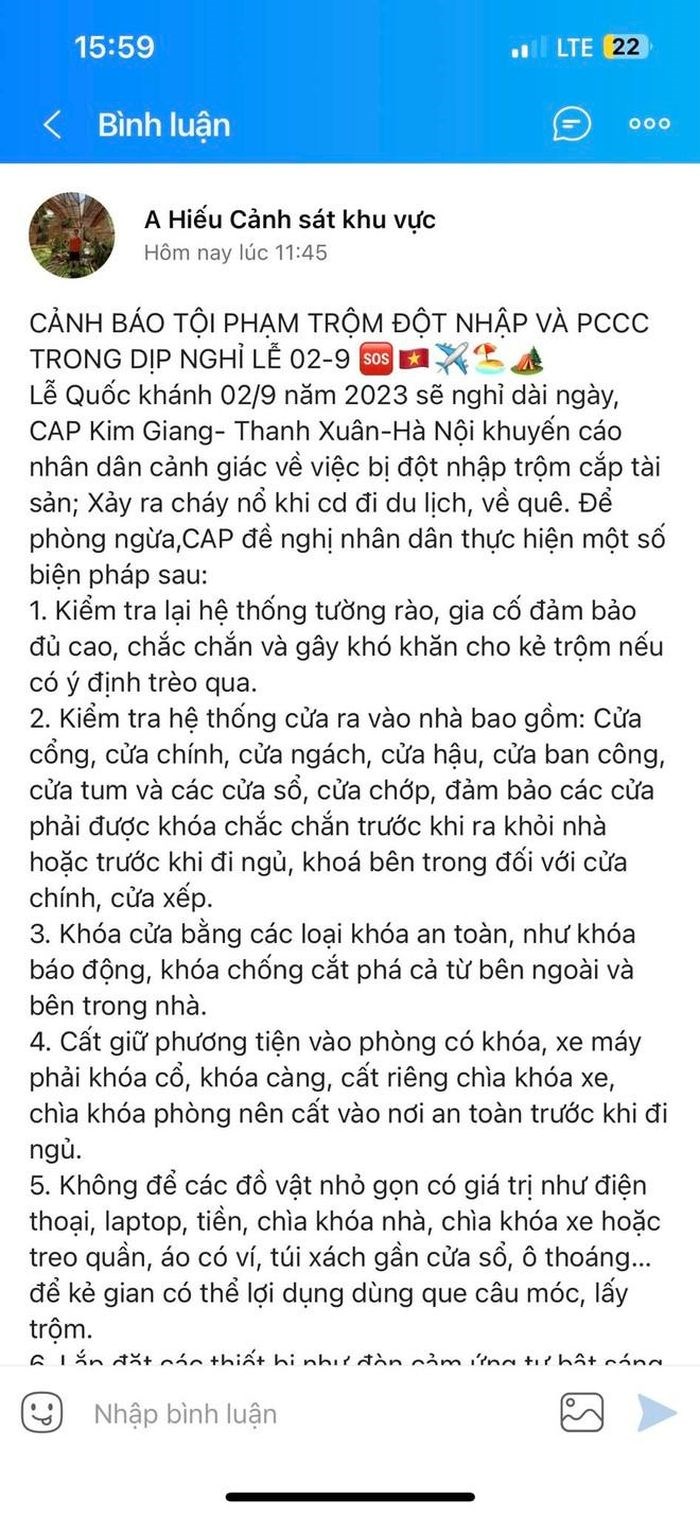 Hà Nội: Phòng ngừa tội phạm trộm cắp đột nhập dịp Quốc Khánh 2/9 - Ảnh 1.
