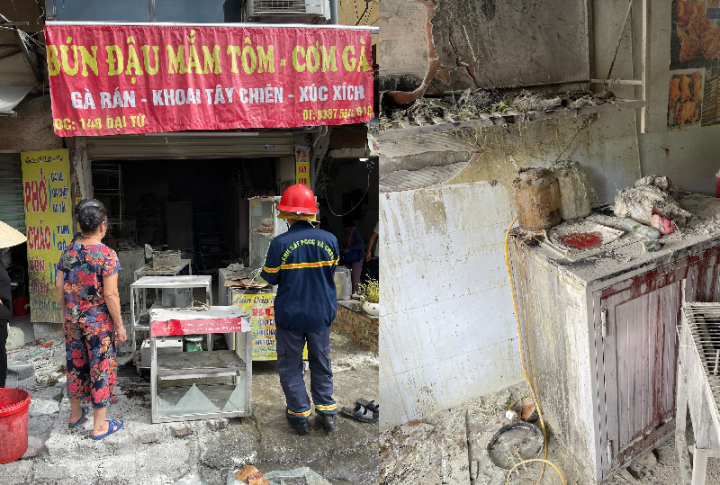 Cháy cửa hàng bún đậu mắm tôm trên phố Hà Nội - Ảnh 1.