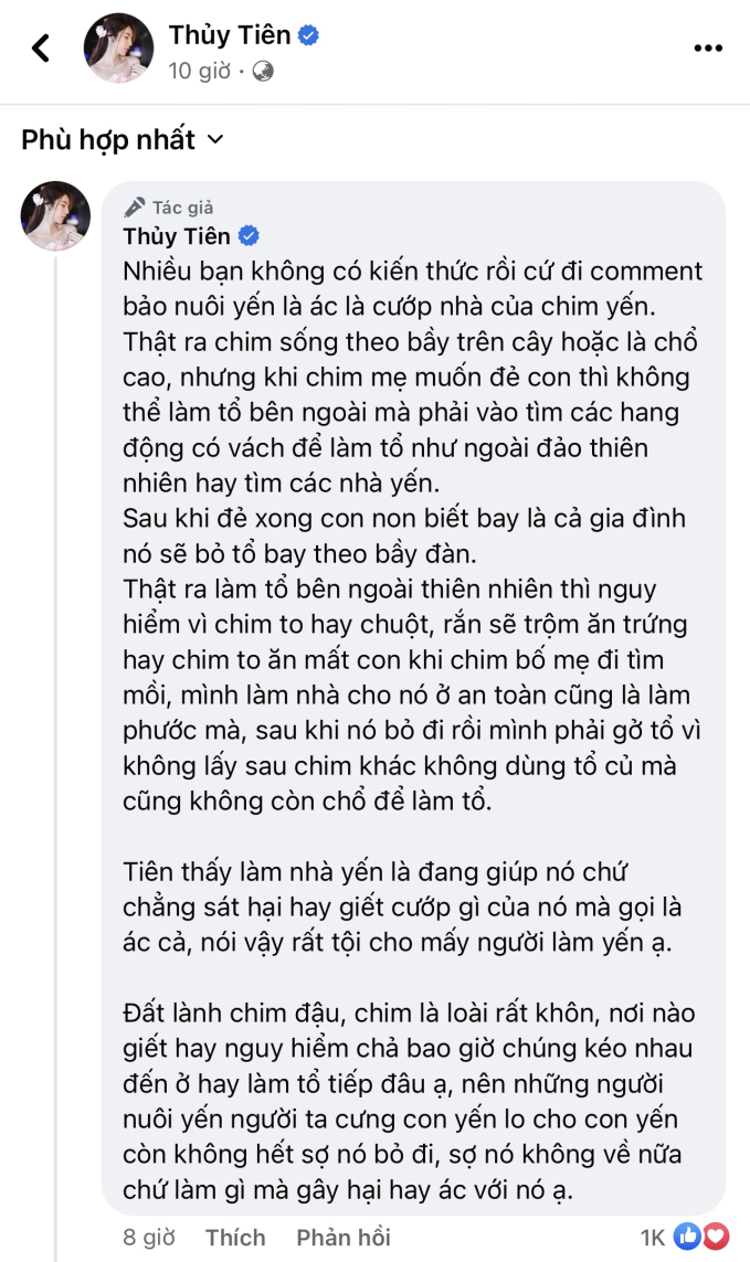 Vướng chỉ trích vì bị cho là cướp nhà chim yến, ca sĩ Thuỷ Tiên lên tiếng phân trần - Ảnh 2.