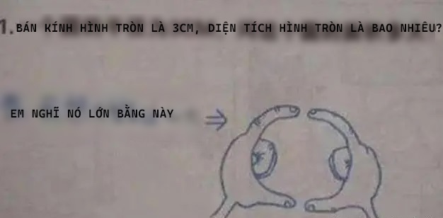 Học sinh cấp 1 làm bài toán tính diện tích hình tròn, nhìn đáp án mà cô giáo vừa tức, vừa ôm bụng cười ngặt nghẽo - Ảnh 1. Học sinh cấp 1 làm bài toán tính diện tích hình tròn, nhìn đáp án mà cô giáo vừa tức, vừa ôm bụng cười ngặt nghẽo - Ảnh 1.