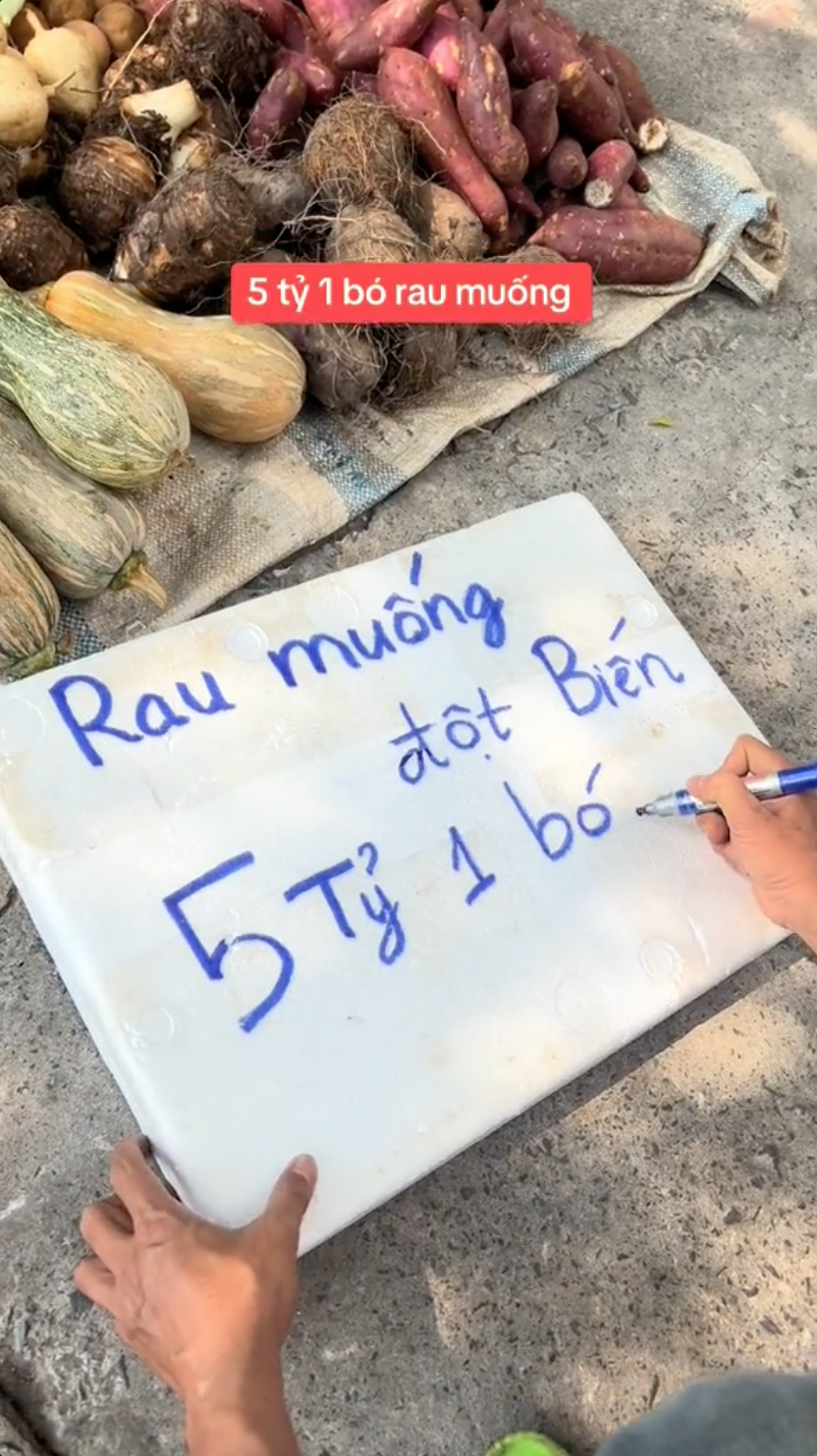 Anh bán rau treo biển 5 tỷ cho bó rau muống đột biến, dân mạng đồng loạt gọi tên Thái Công- Ảnh 1.