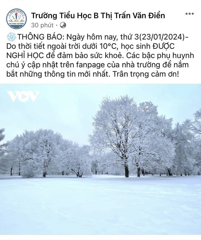 Hà Nội 9,9 độ, nhiều trường thông báo cho học sinh nghỉ học - Ảnh 2.