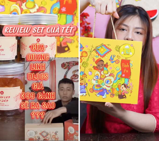 Review set quà Tết 399k của Quang Linh Vlogs: Các món có đặc trưng riêng, được TikToker dành lời khen đặc biệt - Ảnh 1.